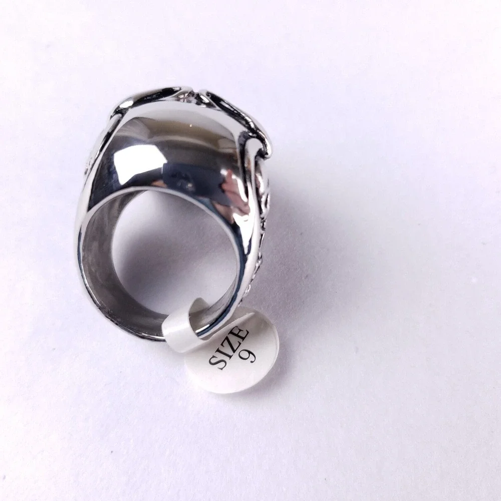 Mens‎ Skull Ring 316 Stainless Steel Heavy Biker Gothic Punk Reaper Jewelry Sz 9